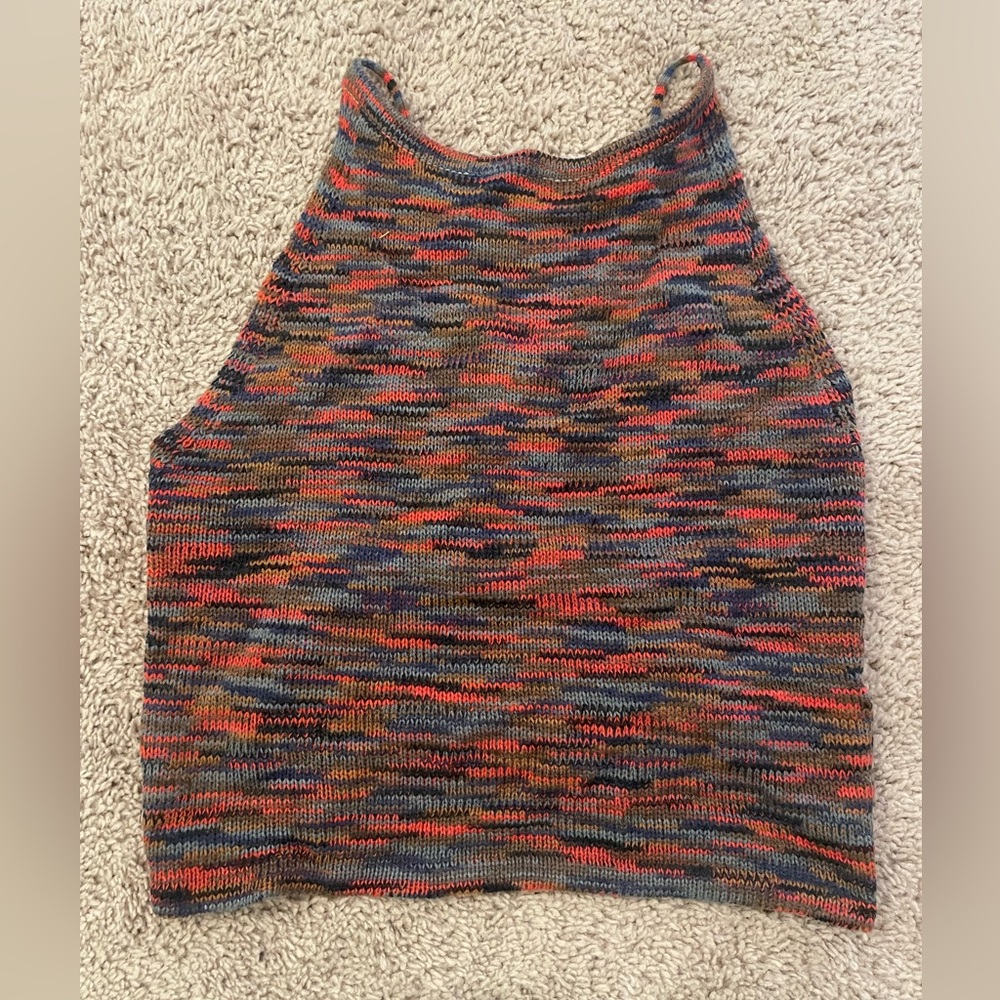 Knit Crop Top Lace-up Back